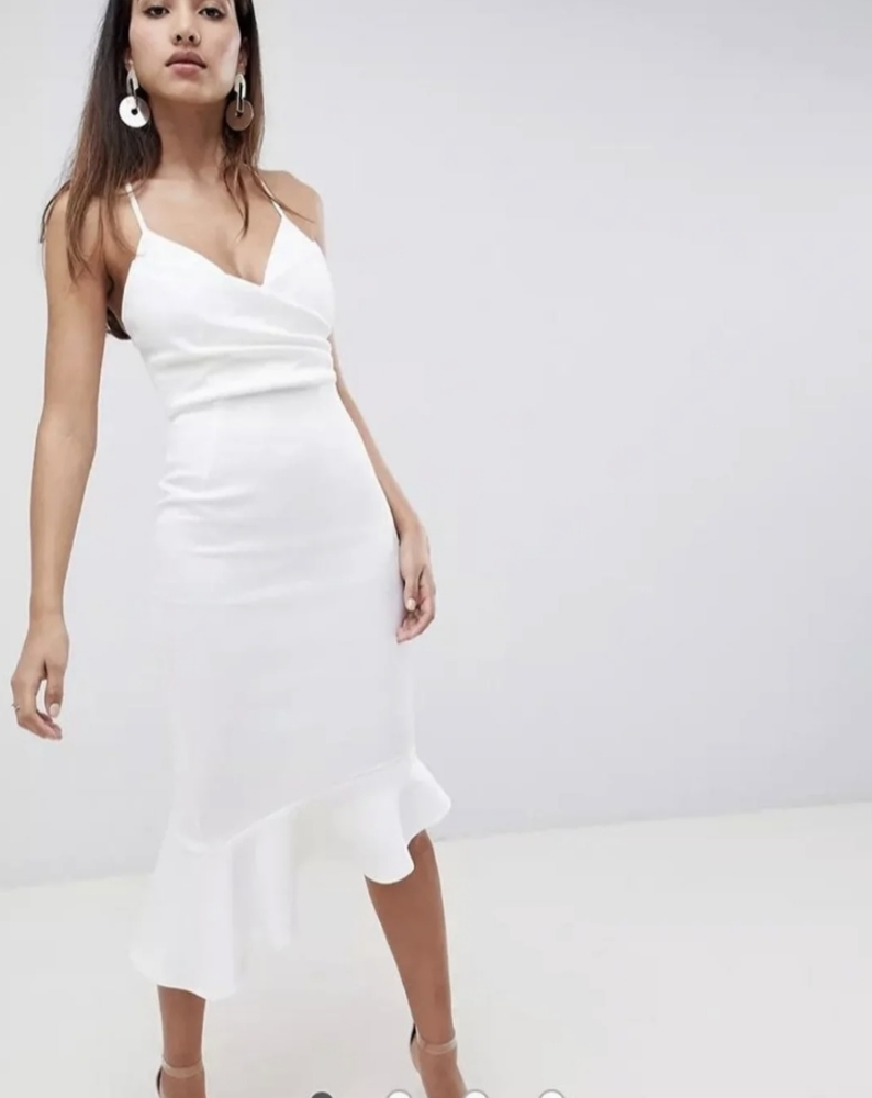 💃Black Asymmetrical Ruffle Hem Bodycon Dress 🌹